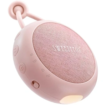 Imagen de Sweety Fox Máquina Ruido Blanco Bebe Rosa Canción de Cuna Bebé, Luz Nocturna y Musica para Dormir, 15 Sonidos, Recargable por USB