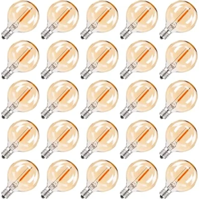 Imagen de Hcnew Bombilla Led G40 E12 230V, Luces de Estilo Edison Retro, Cristal Blanco Cálido 2200K, Reemplazo Bombillas Incandescentes 7W Para Decoración Fiestas, Jardín, Bodas, 25 unidades