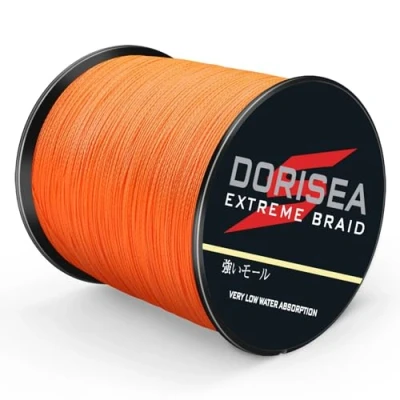 Imagen de DORISEA Extreme Traid 100% PE Trenzado línea de Pesca 6 300 Libras Alambre Prueba 100 m/109 Yardas Cuerda Pesca, Resistente a la abrasión(Naranja, 10 Libras/0,14 mm)