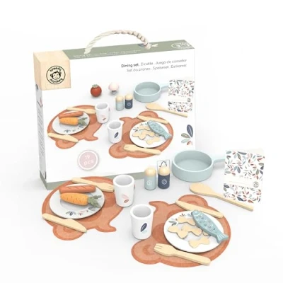 Imagen de Speedy Monkey SP3002 Juego de Comedor (27 x 23 6,5 cm, Madera Colorida, con Detalles encantadores, Idea Regalo)