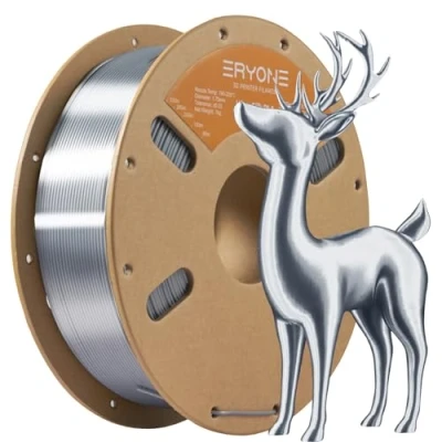 Imagen de Filamento PLA ERYONE Ultra Seda para impresora 3D, 1,75 mm, tolerancia: ± 0,03 1 kg (2,2 libras) / carrete, Plata