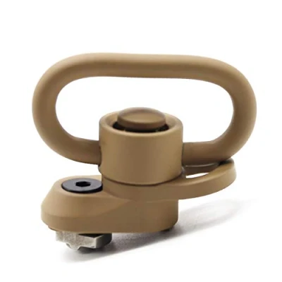 Imagen de Trirock 1.25 inch swivel loop push button QD full TAN/FDE sling mount base fits M LOK Rail with clever hole for Snap clip Hook Spring