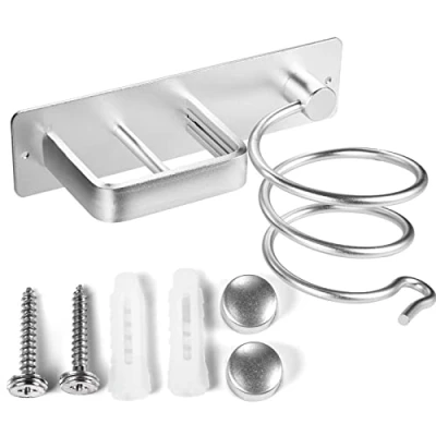 Imagen de YUET Soporte secador de Pelo Profesional para en Espiral Colgar la Pared, Organizador Almacenamiento,Soporte Plancha Aluminio Baño Hotel Dormitorio