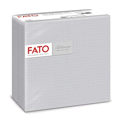 Imagen de Fato Servilletas de Papel Secas, Airlaid, Efecto Textil, Paquete 50 Servilletas, Formato 40x40 dobladas en 4, Decoración Shade Silver