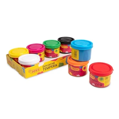 Imagen de Jovi Témpera líquida, Estuche 8 botes de 35ml, Multicolor, Fácil lavar, Sin gluten, Ideal para uso escolar (P508)
