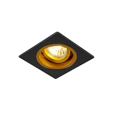 Imagen de QAZQA Moderno Foco empotrable negro dorado (anaranjado) orientable 9,3cm CHUCK Acero Cuadrada Adecuado para LED Max. 1 x 50 Watt