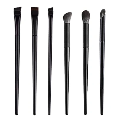 Imagen de Juego de 6 pinceles maquillaje, cepillo cejas plano, pincel delineador biselado, aplicador sombra ojos para dar forma a las cejas, aplicar reflejos y sombras