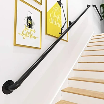 Imagen de Gorssen Pasamanos de escalera hierro forjado para interiores y exteriores, poste apoyo barandillas escaleras niños mayores, reposabrazos antideslizante,360cm