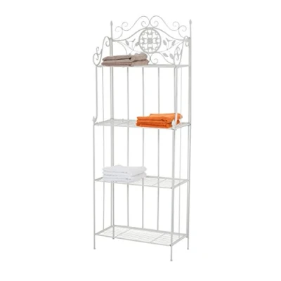 Imagen de Estantería de Hierro Plegable Flora I Decorativa con 4 Estantes Multiusos Niveles Color:, Color:Blanco