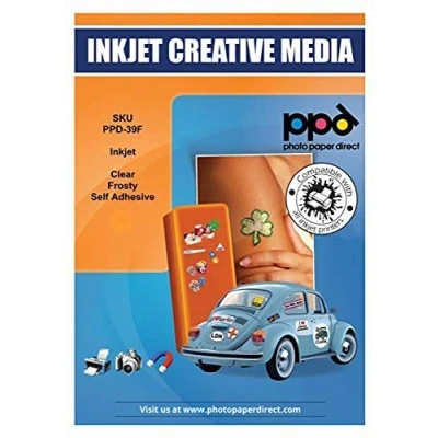 Imagen de PPD Inkjet A4 x 10 Pegatinas de Vinilo Autoadhesivo Semi Transparente Imprimibles Grado Comercial Calidad Fotográfica y A Prueba Desgarro Para Impresora Inyección Tinta 39F