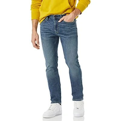 Imagen de Amazon Essentials Vaquero ajustado muy elástico Hombre, Lavado Medio, 36W / 34L