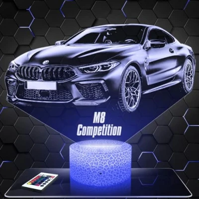Imagen de lámpara de mesilla noche, luz nocturna táctil auto Supercar M8 competition LED ilusión 3D, idea regalo para niños y niñas, Navidad, noche o adultos. TOP