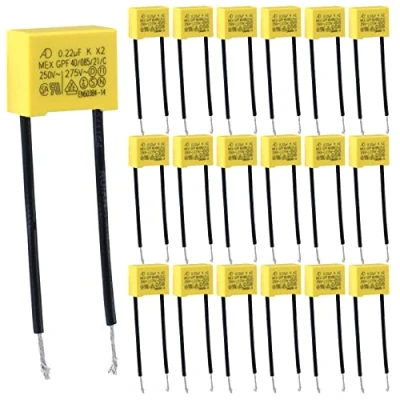 Imagen de Vegena 20 Piezas Condensador Polipropileno 0,22µF 275V X2 de Seguridad Supresor Radial para Intermitentes y Parpadeo Los LED