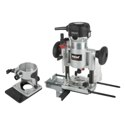 Imagen de Trend T1 Fresadora de Doble Base, Pinza 8mm, 710W, 230V, Herramienta Corte Precisión Compacta para Carpintería, T1EPS/EURO