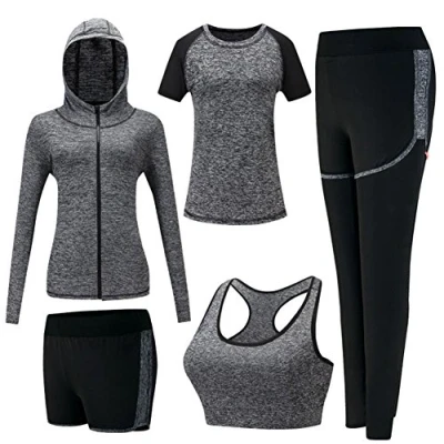 Imagen de ZETIY Conjuntos de Chándal Mujer 5 Piezas Traje Yoga Completo Deportivos para Fitness Running Jogging, Ejercicio en el Gimnasio