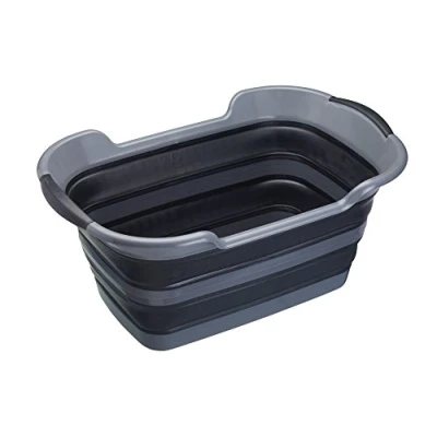 Imagen de MasterClass Smart Space Basket, cesto plegable para la ropa sucia, cubo portátil, sin PFOA, PTFE ni BPA, negro y gris, 60,5 x 40 28 cm, 1 unidad