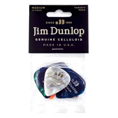 Imagen de JIM DUNLOP Púas Variety Pack Genuine Celluloid Medium, Saco de 12, Multicolor