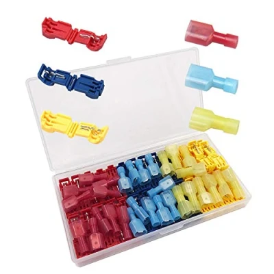 Imagen de Senven® 60Pcs T Tap Terminal Cable, Empalme Rápido Kit, Grifo de Cable y Conector Macho Spade Completamente Aislado (Rojo 10 Pares, Azul Amarillo Pares)