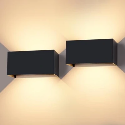 Imagen de CANMEIJIA Aplique Pared Exterior 12W 3000K Lampara de Negro Impermeable IP65 Interior Ángulo ajustable Lámpara para Porche Salón Dormitorio 2 piezas