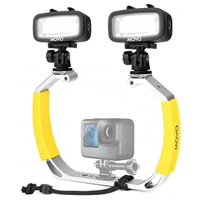 Imagen de Movo DiveRig1 XL Paquete de aparejos buceo con luces LED impermeables Compatible GoPro Hero, HERO5, HERO6, HERO7, HERO8, HERO9, HERO10 y DJI Osmo Action Cam Accesorios para