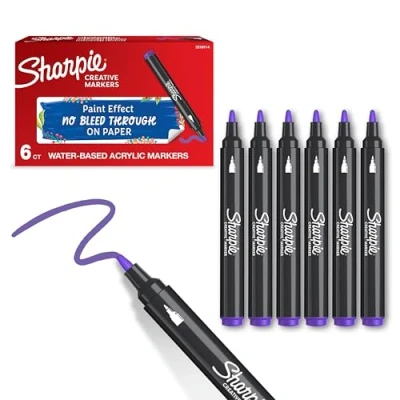 Imagen de Sharpie Marcadores Creativos, Acrílicos a Base de Agua, Punta Bala, Color Lila, 6 Piezas