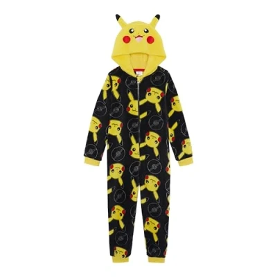 Imagen de Pokémon Mono con Capucha para niños o niñas, Pijama Todo en uno, Pikachu, Edad de 11 12 años