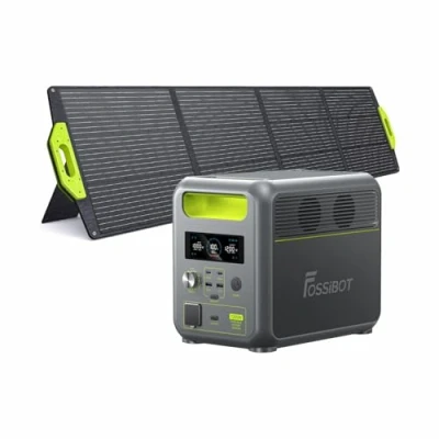 Imagen de FOSSiBOT Estacion de Energia Portatil F1200 con Panel Solar 200W，Batería LiFePO4 1024Wh 2 Salidas AC 1200W (2400W Pico),100W Type C, Carga Rápida 49 min. 0 80%, para Viajes, Camping