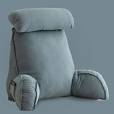 Imagen de CLEMMO Almohada de Lectura con reposabrazos,Respaldo Lumbar Reposa Cabeza,CojíN Cintura,CojíN Grande,Ideal para Trabajar,Leer o Jugar en la Cama/Sofá/Suelo