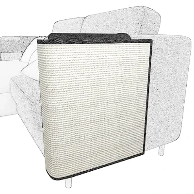 Imagen de Italdos Alfombra Rascador para Gatos Afilador de Uñas Sisal Mascotas Protector Esquina Sofá o Sillón 60x50cm Lado Izquierdo