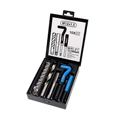 Imagen de CCLIFE Juego de reparación roscas M5 M6 M8 M10 M12 M14 kit reparacion helicoidales helicoil kits, Tamaño:M12 X 1,5