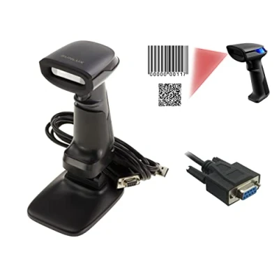 Imagen de Kalea INFORMATIQUE Escáner de Mano para códigos Barras Tipo EAN y 2D QR. Conexión Serie COM RS232. Suministrado con Soporte, Parpadeo automático
