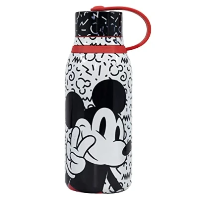 Imagen de Botella de agua infantil térmica acero inoxidable 330 ml con tapón correa Mickey Mouse