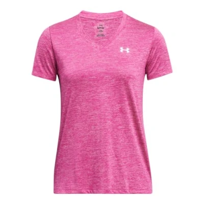 Imagen de Under Armour UA Tech SSV Twist camiseta de manga corta para mujer, deporte cómoda, color rosa fantasía/rosa viejo/blanco