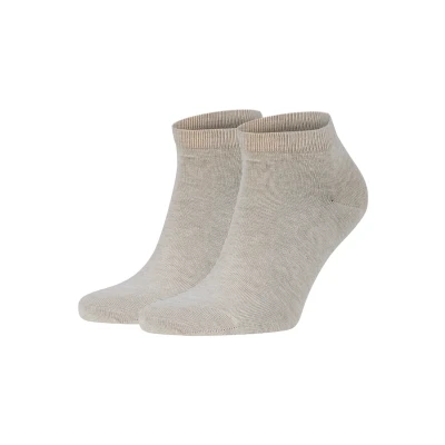Imagen de FALKE Happy 2 Pack M SN algodón corte unicolor pares, Calcetines cortos Hombre, Beis (Sand Melange 4650), 39 42