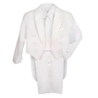 Imagen de Lito Angels Traje de Esmoquin Blanco para Bebé Niño, Conjunto 5 Piezas con Chaqueta Blazer, Camisa, Fajín, Pajarita y Pantalón, Talla 8 años