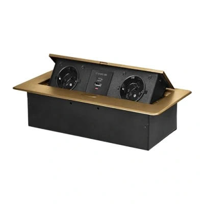 Imagen de Miratic Regleta Enchufes Empotrable Mesa Enchufe Multiple con Borde Plano Fresado Regletas Cargador USB 2 2P+Z (Schuko) 2X (typ A+C; 3,6A) Ideal para Oficina y Hogar
