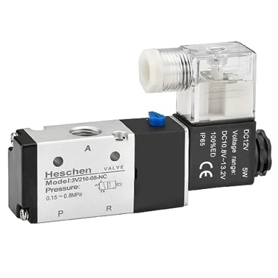Imagen de Heschen eléctrico neumática válvula solenoide 3V210 08 12VDC PT1/4 3/2 way CE