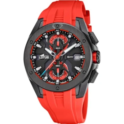 Imagen de LOTUS Reloj Hombre 18943/5 Vortex Caja de Acero Inoxidable 316l Negro Correa Caucho Rojo