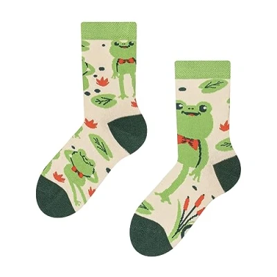 Imagen de Dedoles Calcetines Unisex Hombre Mujer y Niños Algodón muchos diseños divertidos diferente izquierda derecha, color: Verde, diseño: Ranita, tamaño: 23 26