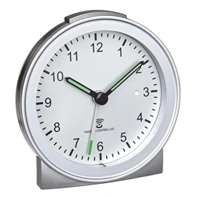 Imagen de TFA Dostmann Despertador analógico inalámbrico, plástico, Plata, 81 x 31 84 mm (Largo Ancho Alto)