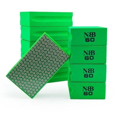 Imagen de NBB Almohadilla diamantada para lijar y pulir a Mano con Diamante galvanizado Piedra, mármol, Granito, cerámica, azulejo, Vidrio, de Esponja Flexible, Forma Hexagonal(10, 60#H)