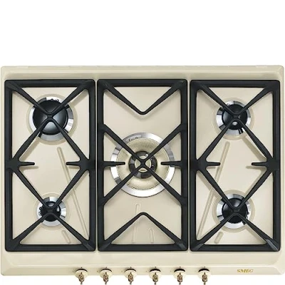 Imagen de SMEG SRV876POGH, Placa de gas COLONIAL, Cream (brass knobs)