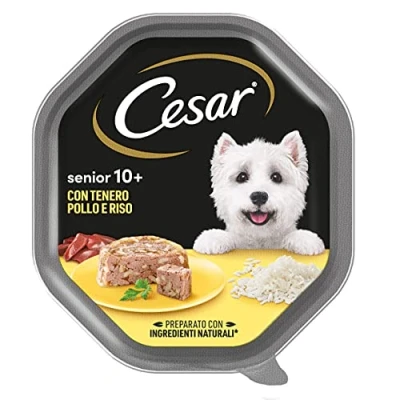 Imagen de Cesar Senior 10+ Comida para Perro con tierno Pollo y arroz, 150 g, 14 bandejas