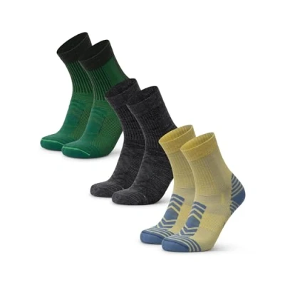 Imagen de DANISH ENDURANCE Calcetines Senderismo de Lana Merino, Antiampollas, para Hombre y Mujer, 3 Pack, Multicolor (1xVerde, 1xGris Oscuro, 1xAmarillo), 48 51