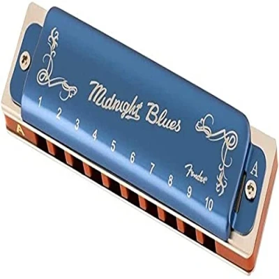 Imagen de Fender® Armónica diatónica Midnight Blues Harmónica (10 agujeros, afinación: A), color azul