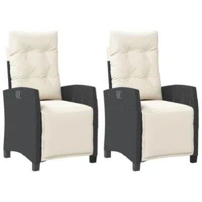 Imagen de vidaXL Sillones reclinables jardín con reposapiés 2 uds ratán PE Negro