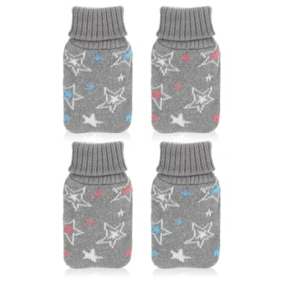 Imagen de com four® 4X Calentador de Bolsillo con Diseño Jersey Cuello Alto Calienta Manos Motivo Estrella Almohadilla Térmica en Dos Colores (4 Piezas Gris Estrellas)