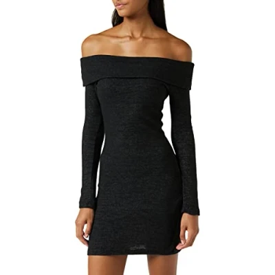Imagen de Trendyol Woman Übergröße Midi A Linie zweireihig Gestrickt Große Größen in Kleid Vestido, Schwarz, S para Mujer