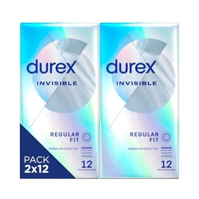 Imagen de Durex Preservativos Invisibles Extra Sensitivos 2x12 Condones Duplo Pack, color Plateado, 24 unidades