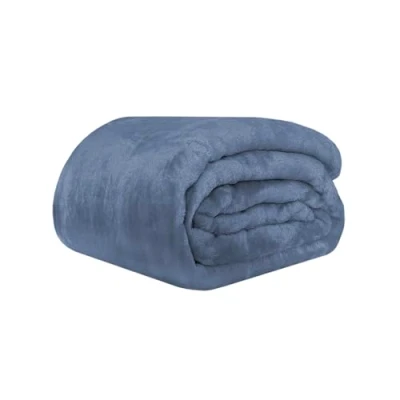 Imagen de Acomoda Textil Manta de Terciopelo Extra Suave, Cálida y Cómoda Ideal para Cama, Sofá Sillón Viaje. Mantita Lisa Coralina Ligera, Transpirable Invierno. (Marino, 130x160 cm)